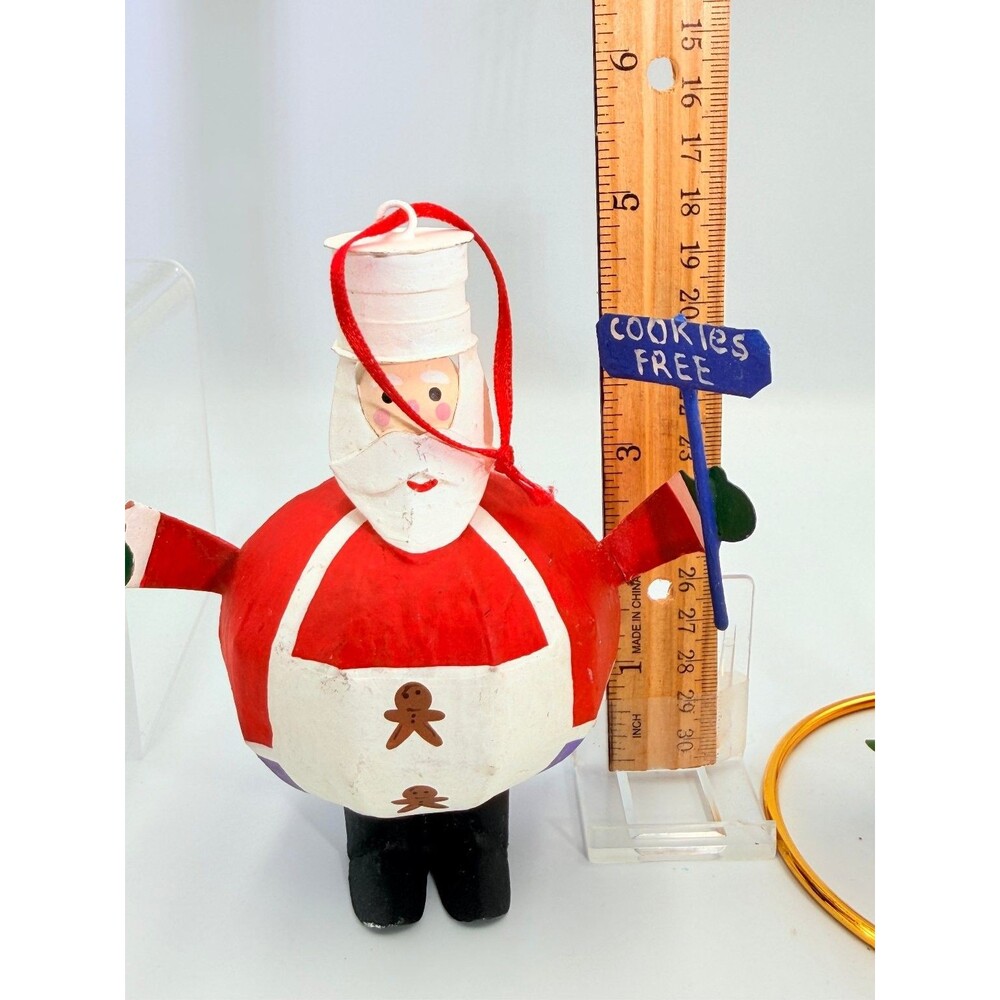 Dansk Santa Claus Christmas Ornament Lot Chef Cookies Free & Classic Heart Wood - Picture 15 of 16